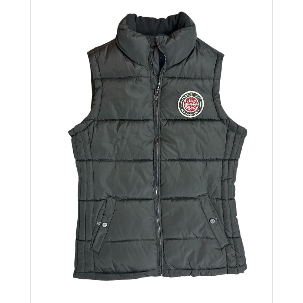 Madden Girl Junior’s Black Puffer Vest Jacket Size Small